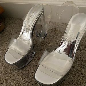 Clear platform stripper type heel